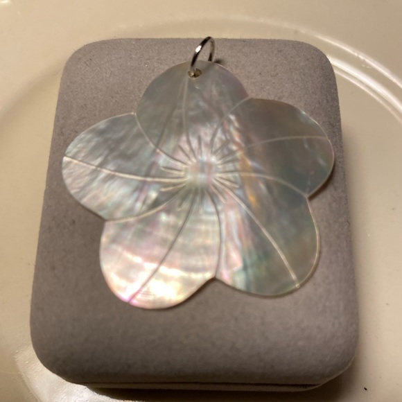 Jewelry - 💛 Vintage Beautiful rainbow mother of pearl flower pendant.